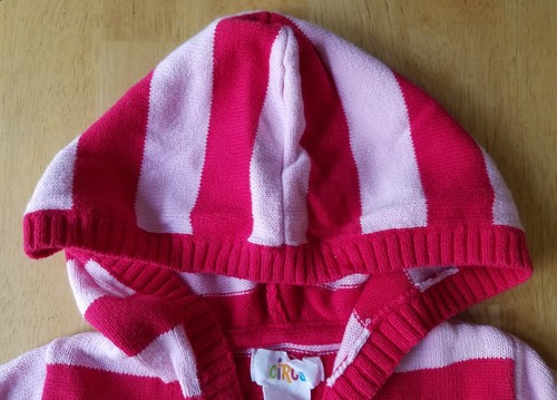 Baby Girls Clothes, Pink/Striped Pull-over/Hooded Sweater, Size 12 Months, Circo