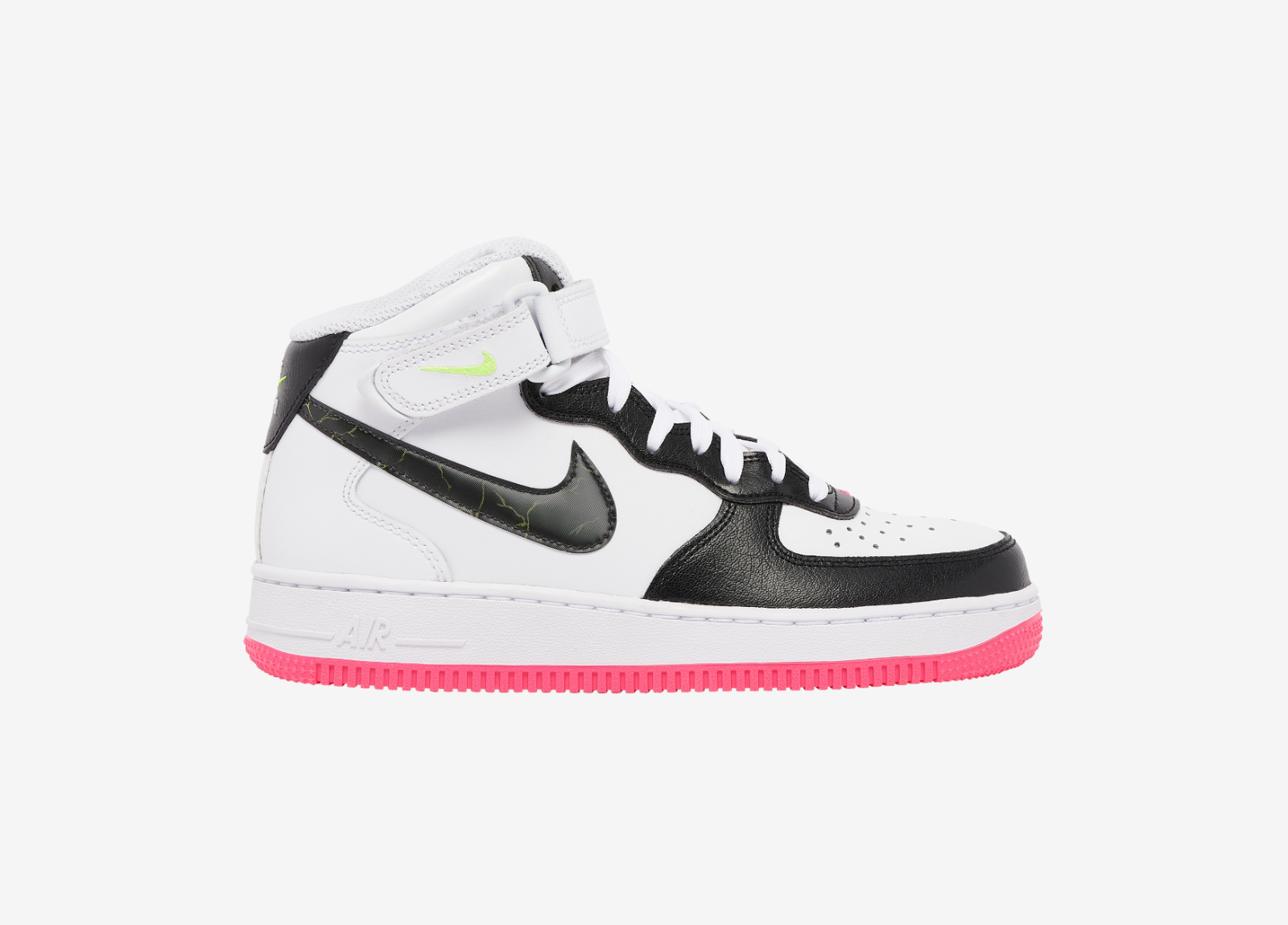 Pre-owned Nike Wmns Air Force 1 07 One Mid White Black Volt Pink Yellow Fd0866 100 Womens