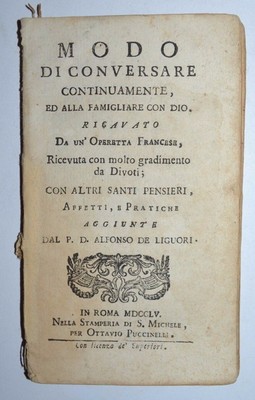 RELIGIONE - ediz. 1755 - Roma - raro - modo di conversare