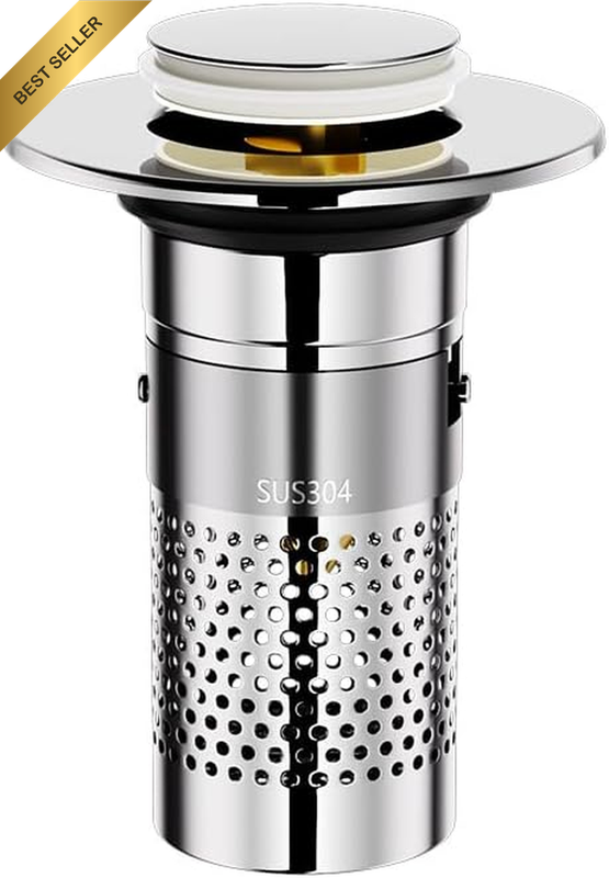 Bathroom Sink Drain Strainer, Pop up Sink Drain Filter with Removable Stainless