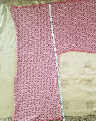 Vintage Red Polyester Fabric Striped Pattern Floral Salvage Material Sewing A37