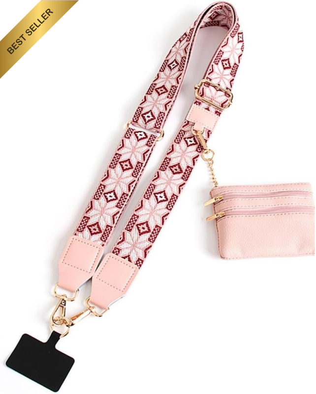 Phone Strap with Zippered Pouch, Universal Phone Lanyard Crossbody Wrist Strap w