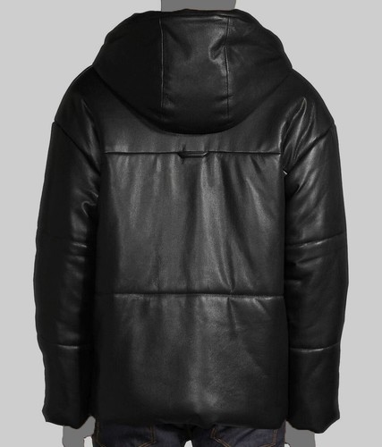Pre-owned Nanushka $925  Men's Black Hide Vegan Leather Padded Puffer Jacket Coat Size S