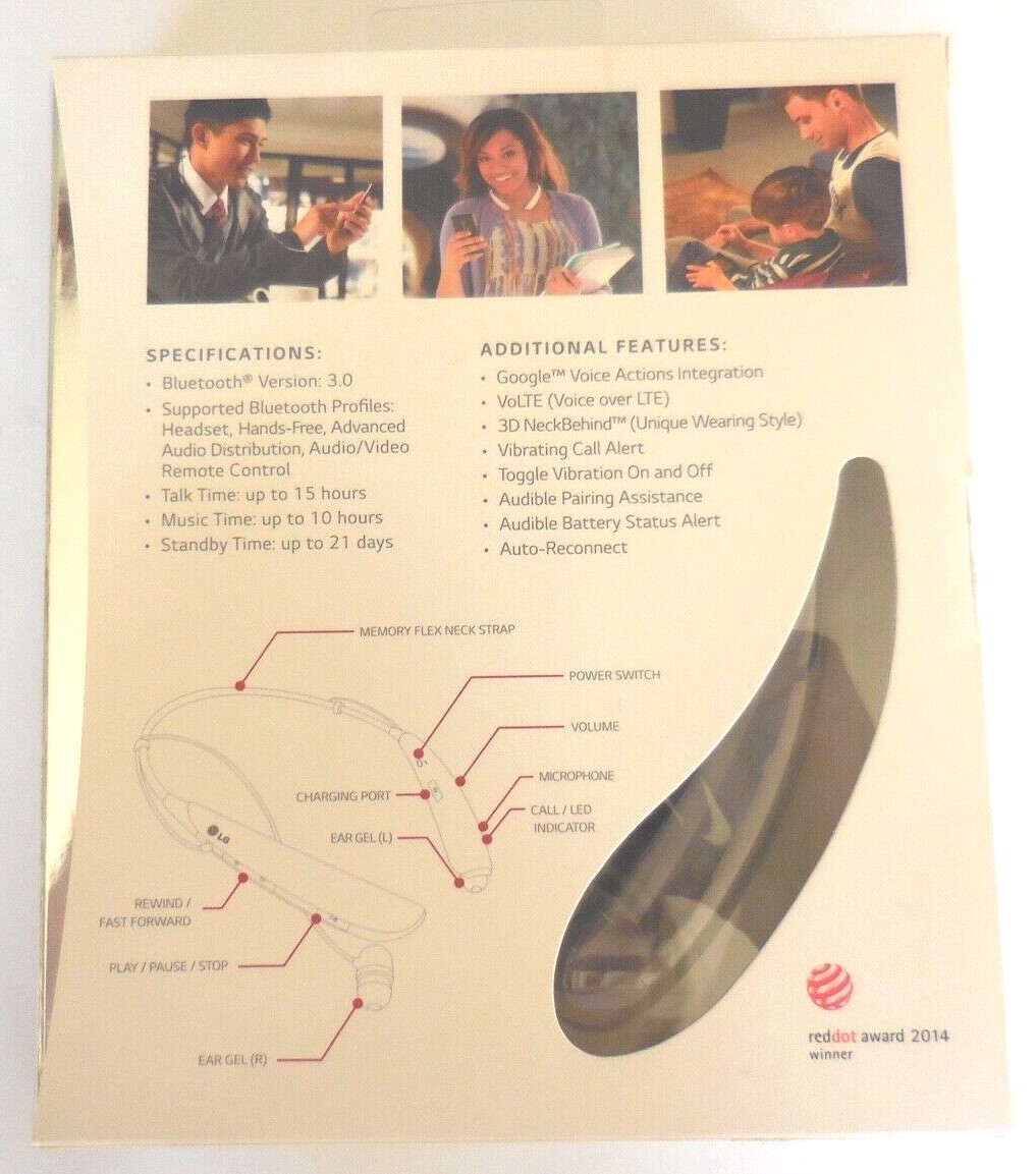 LG Electronics Tone Pro HBS-750 Bluetooth Wireless Stereo Headset Black