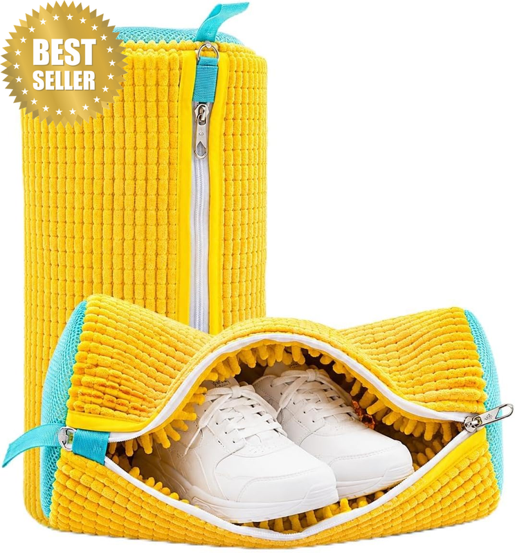 Premium Shoe Washing Bag 2 Pack, Ultra Thick Chenille Mesh Cleaner for Sneakers 