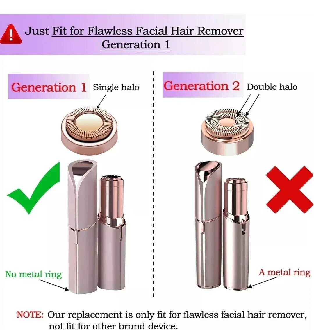 4 Pcs Replacement Heads for Finishing Touch Gen 1 Flawless Facial Hair Remover