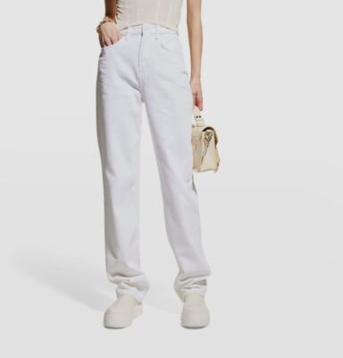$228 Ksubi Women's White High Rise Relaxed Legs Cotton Jean Pants Size 30