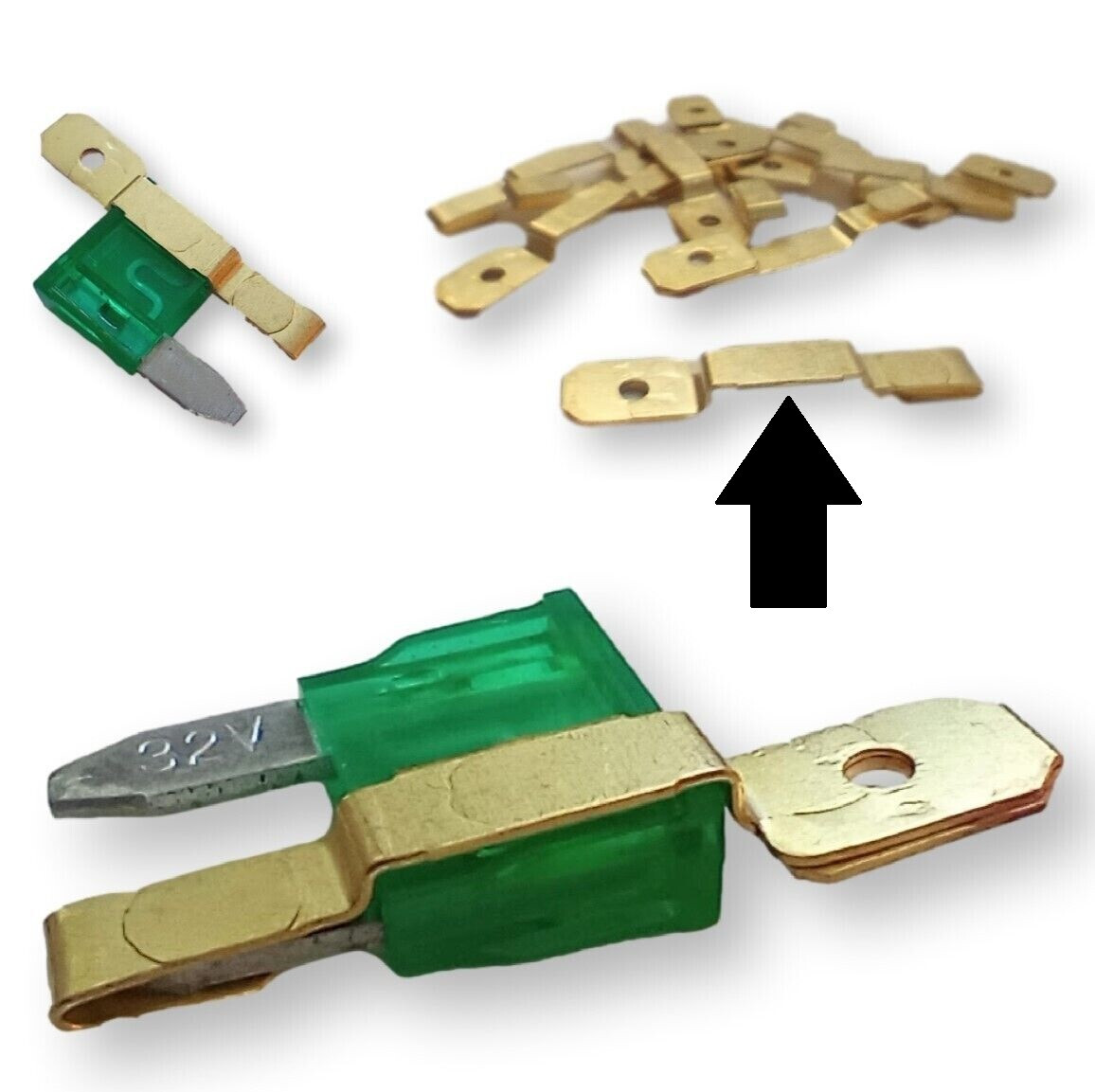 10 Pack Brass ATM Mini Fuse Taps Over Blade Type Add a Circuit Car Auto