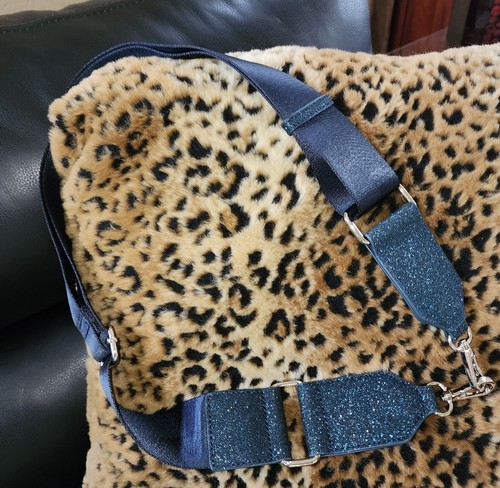 Vintage HAVANA for Purse Navy Blue METALLIC Glitter Shoulder Tik Tok Strap NEW!