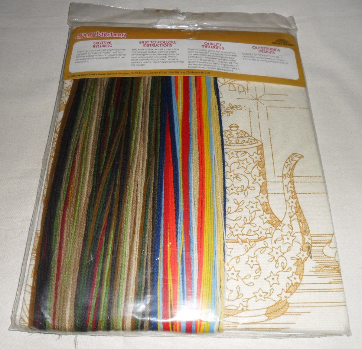 Vintage Sunset Stitchery Country Brunch Crewel Embroidery Kit #2386 Sealed 16x20