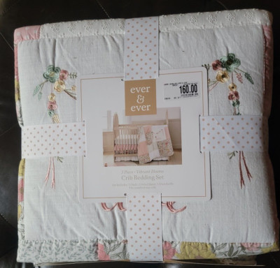 Ever & Ever 3 Piece Vibrant Blooms Crib Bedding Set