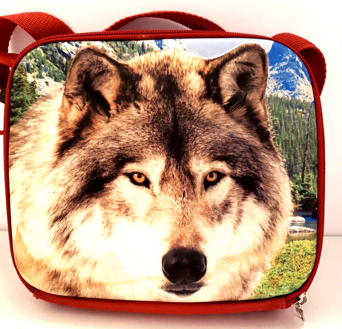 Adventure Planet 3d Embossed Wolf Lunch Bag Side Beverage Holder