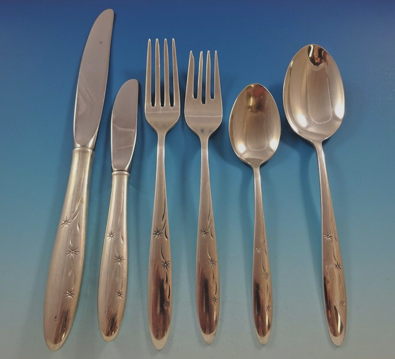 Celeste Gorham Sterling Silver Flatware Set 8 Service 61 pcs Mid