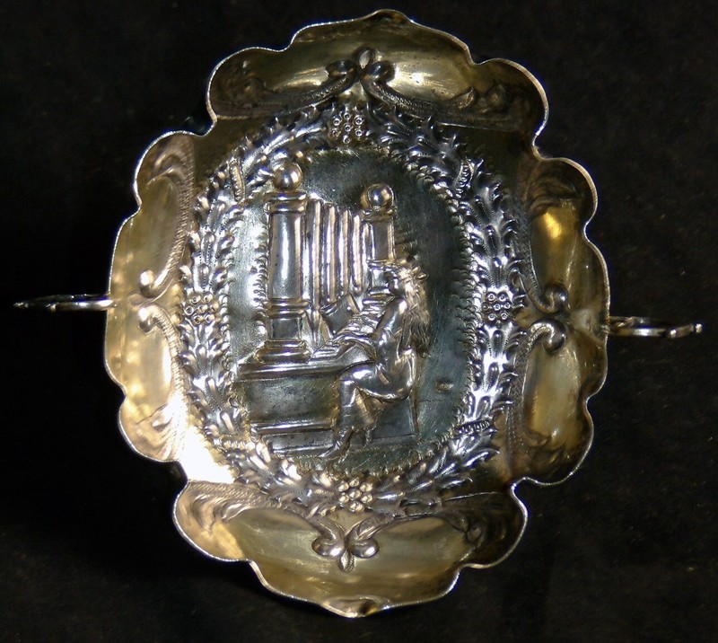 Silber Barock Branntwein Schale Meister Orgel Augsburg Punze Vergoldet Um 1692
