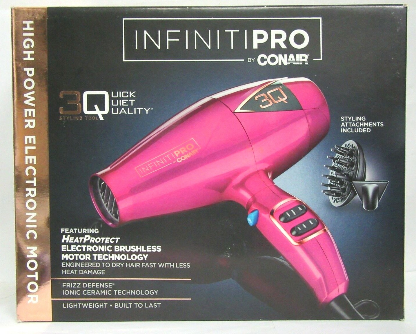Conair 3q Infiniti Pro Brushless Motor Hair Dryer Hairdryer