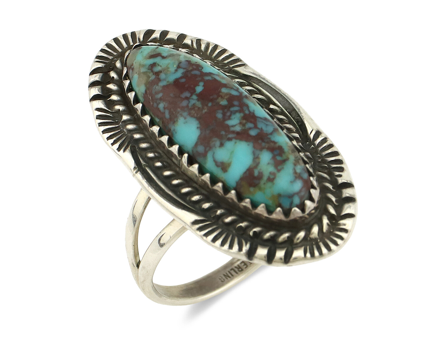 ヴィンテージ！Silver Mexico Hemisphere リング Navajo Spiderweb Turquoise Silver Mens Ring Sterling