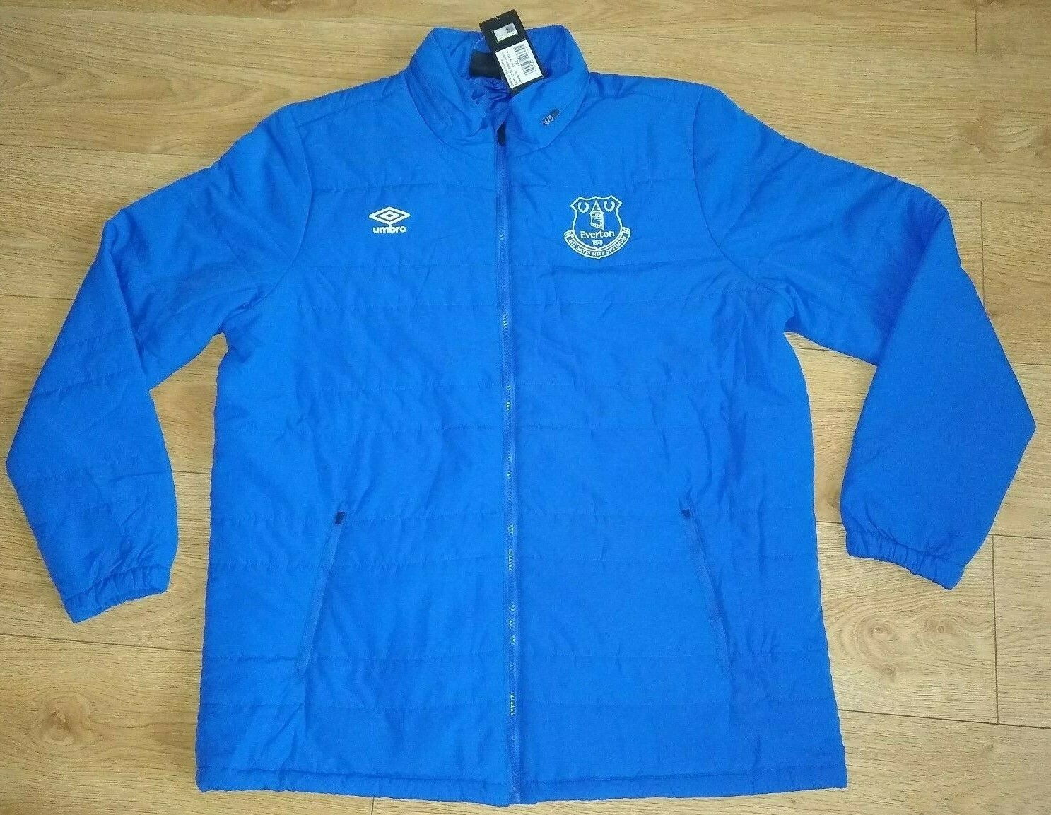 New Everton FC Umbro Club Essential Bench Jacket Coat Blue Adult XXL