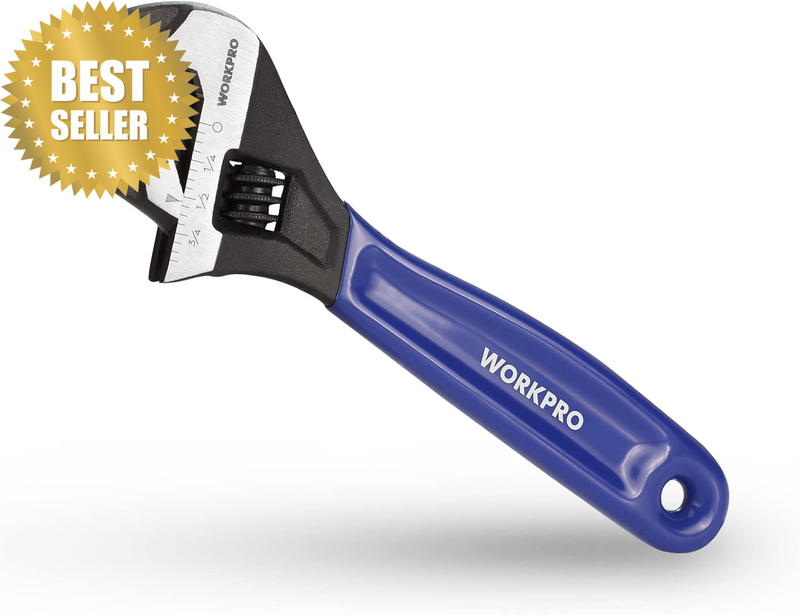 150Mm Adjustable Wrench, Cr-V Steel with Cushion Grip, Wide Jaw, Black Oxide Fin