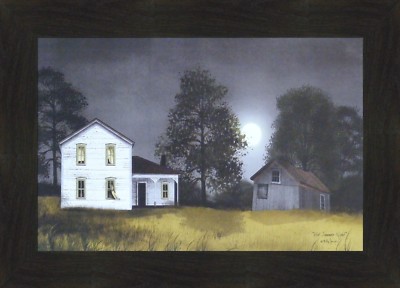 HOT SUMMER NIGHT by Billy Jacobs 15x21 FRAMED ART Farm House Full Moon PICTURE