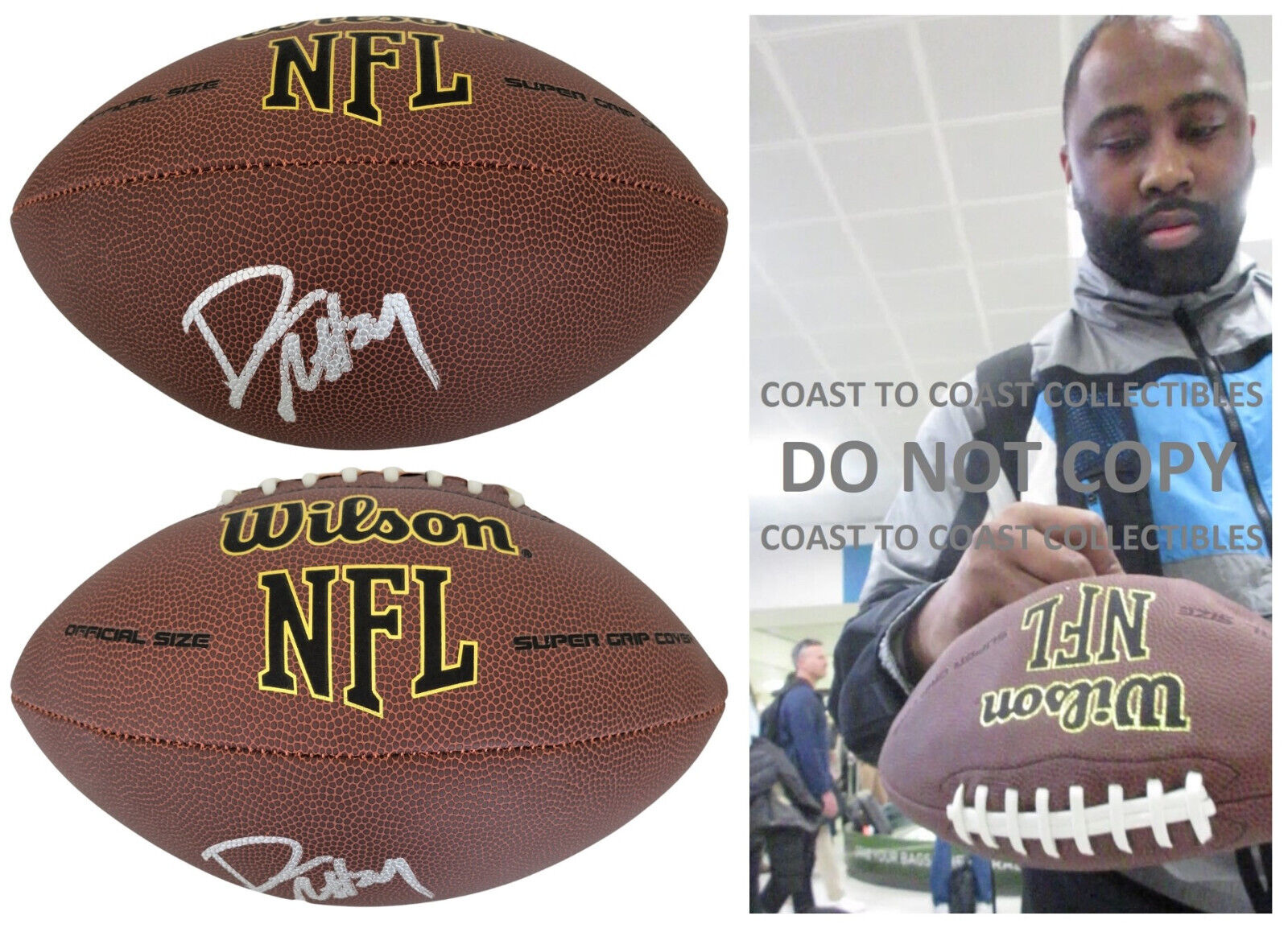 Darrelle Revis HOF New York Jets signed NFL football exact proof COA autographed Darrelle Revis HOF New York Jets signed NFL football exact proof COA autographed