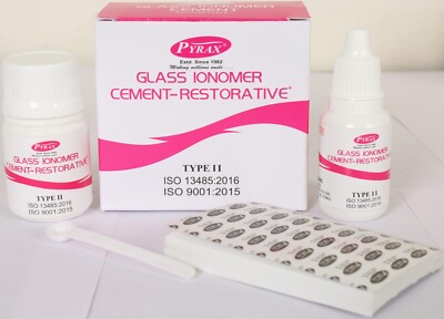 Dental Pyrax GIC Type 2 Restorative Cement PL Set - Powder 15gm / Liquid 10ml