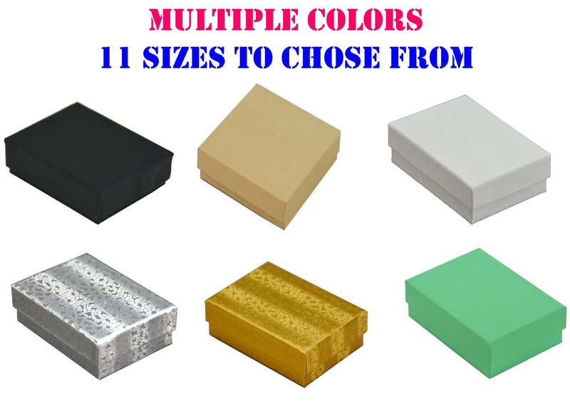 5 Count - Jewelry Gift Box Multiple Colors Cotton Filled Jewelry Gift Boxes, Ret