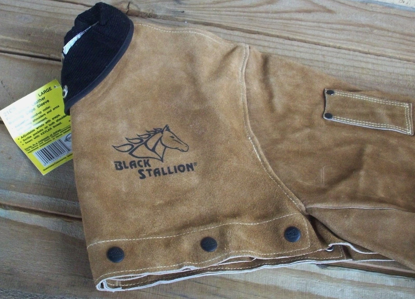 Welding Cape Sleeve Full Feature Leather~Black Stallion Protective Wear 21CS~LG