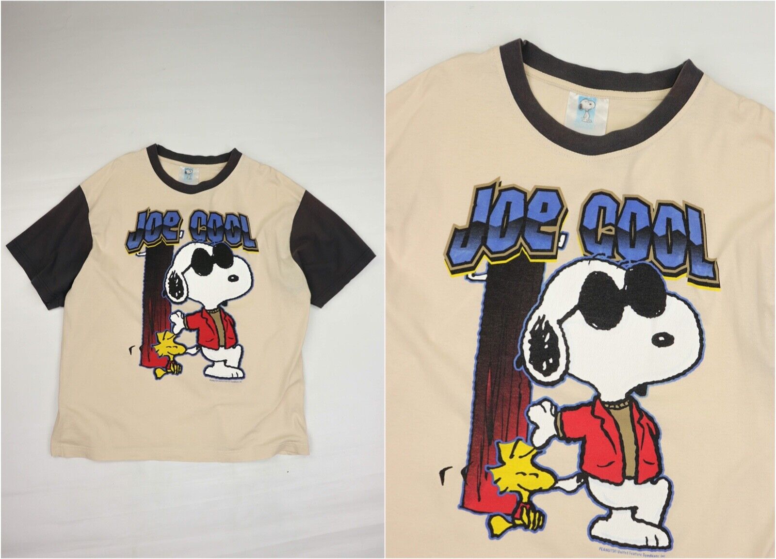 Peanuts Joe Cool Snoopy Vintage 90s Graphics Sun Faded Beige Peanuts Joe Cool Snoopy Vintage 90s Graphics Sun Faded Beige