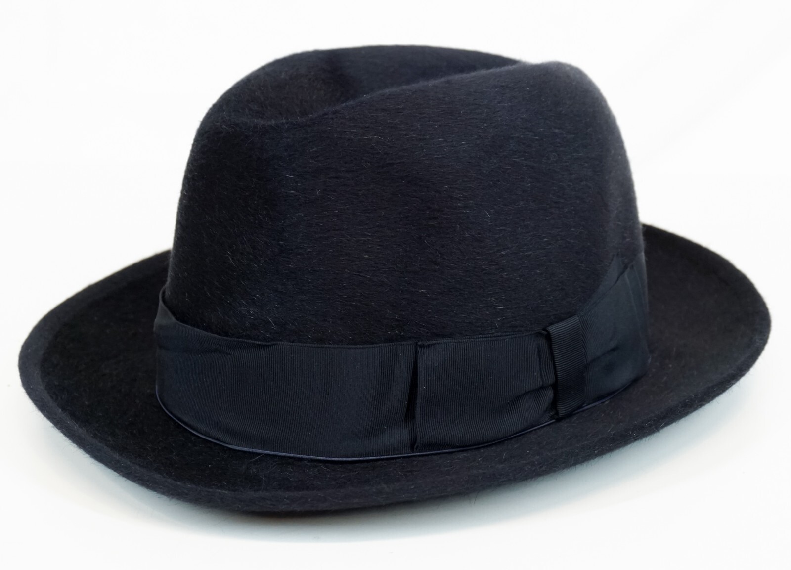 Borsalino Mirtillo Black Felt Fedora Hat Size US 6 5/8 or UK