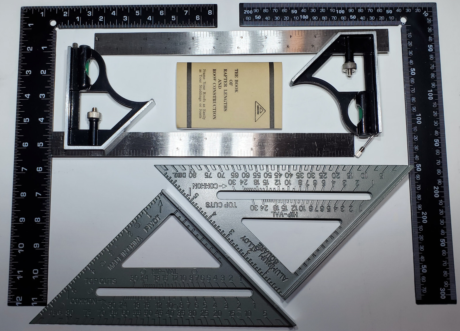 6pc. SQUARES roof combination framing level Combo Square frame rafter tool 12"