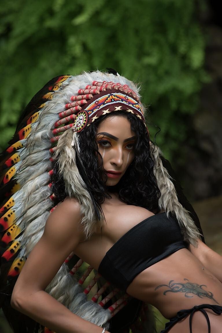 Pre-owned Handmade Native American Indian Inspired Feather Headdress Tribal Halloween Costume Props In Multi-color