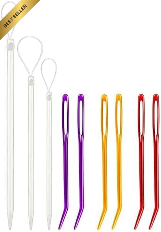 9Pcs Sewing Needles, Colorful Aluminium Large-Eye Bent Tip Tapestry Needle Wool