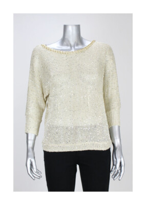 

Свитер Xoxo Juniors Gold Metallic с рукавами 3/4 и цепочкой и пайетками, Золотой