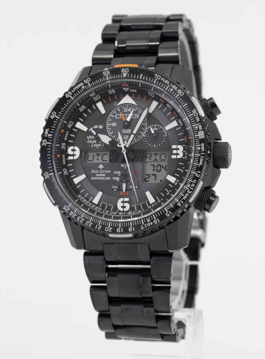 Pre-owned Citizen Promaster Skyhawk Black Dial Sapphire World Time Watch Jy8075-51e