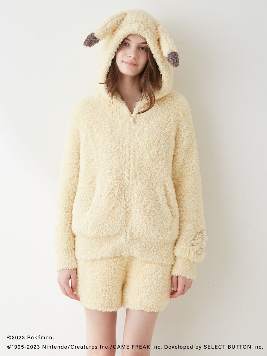 Pre-owned Gelato Pique Pajamas Parka & Shorts Japan Nintendo Women Pokemon Pikachu Sleep In Black