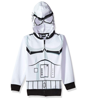 Star Wars Big Boys' Stormtrooper Fleece Zip Costume Hoodie, white/black, Large