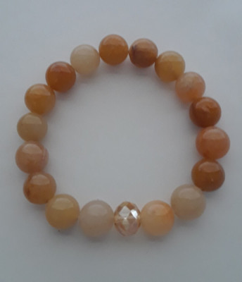 NEW 10MM GOLDEN JADE & RONDELLE CRYSTAL BRACELET, BUY ANY 2 GET 3RD FREE