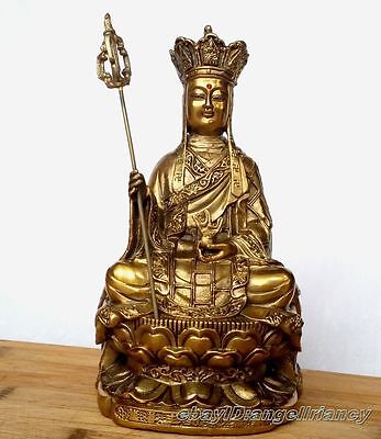 LISAQ Statue de bodhisattva Ksitigarbha en cuivre Pur Ornements Temple Zongmiao Mini Zen Petit Bouddha en Bronze