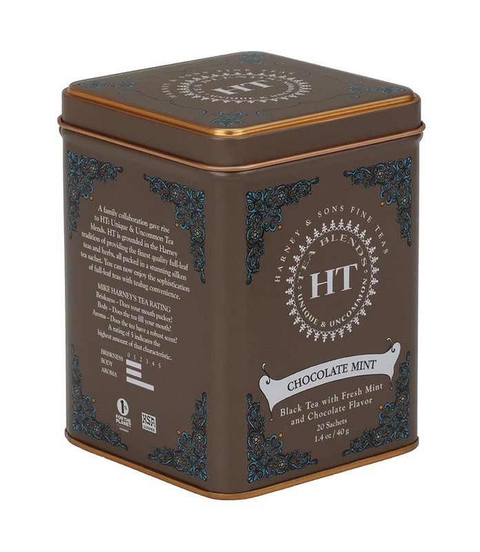 Premium Black Tea with Chocolate Mint Flavor - 20 Sachets per Tin