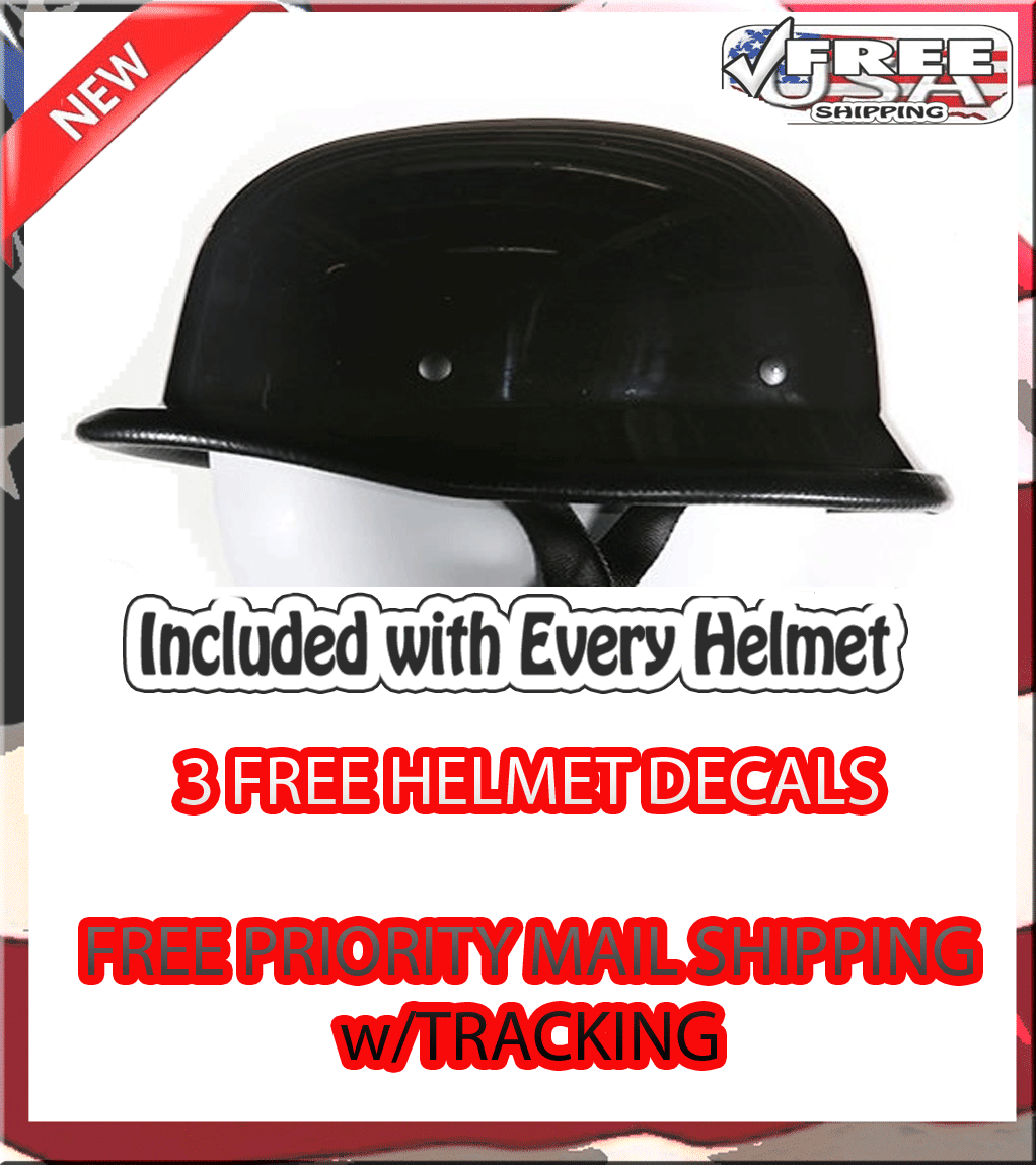 Novelty Helmet | German Helmet Gloss Black Style Low Profile Biker