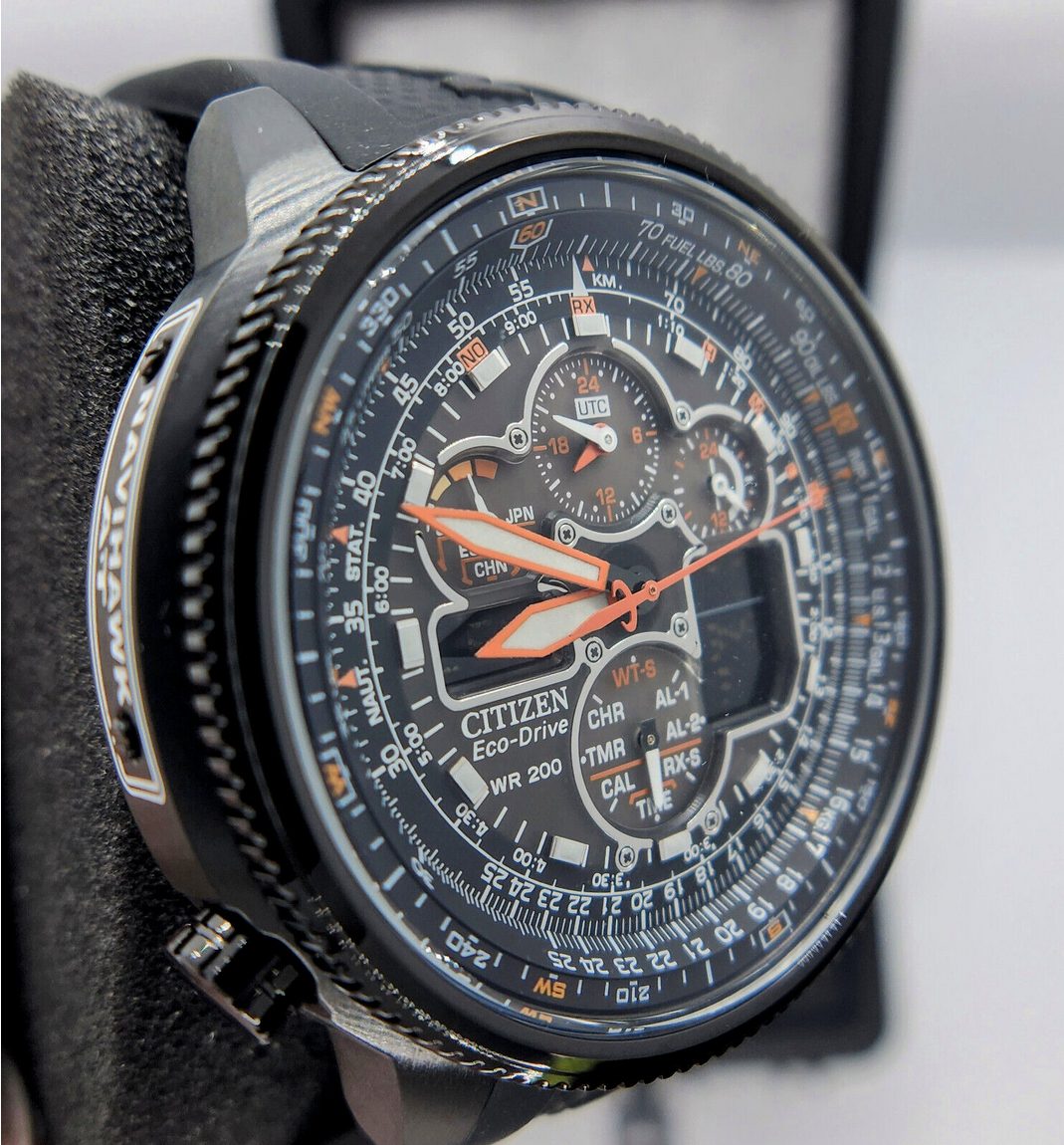 Pre-owned Citizen Navihawk Promaster Alarm A-t Men's Watch Polyurethane Strap Jy8035-04e