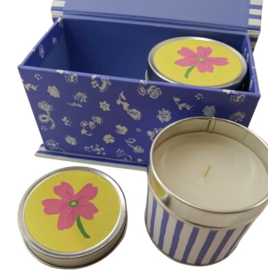 Two Vanilla Candles In Tins Flowered Box Hallmark