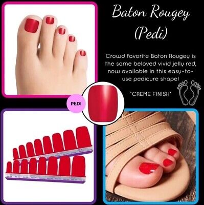 Color Street Baton Rougey RED Frost Pedicure Nail Strips With Tracking (72)