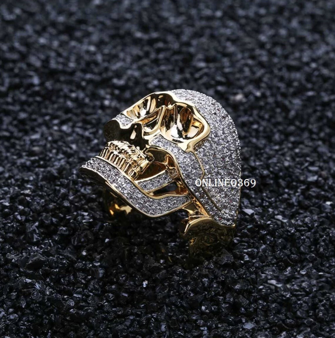 Pre-owned Online0369 2.44 Ct Round Vvs Natural Moissanite Skull Head Ring Silver Free Stud Gift Set In White