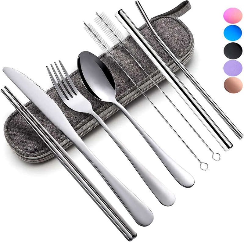 Travel Utensils with Case, Portable Travel Utensils Cutlery Set Stainless Steel
