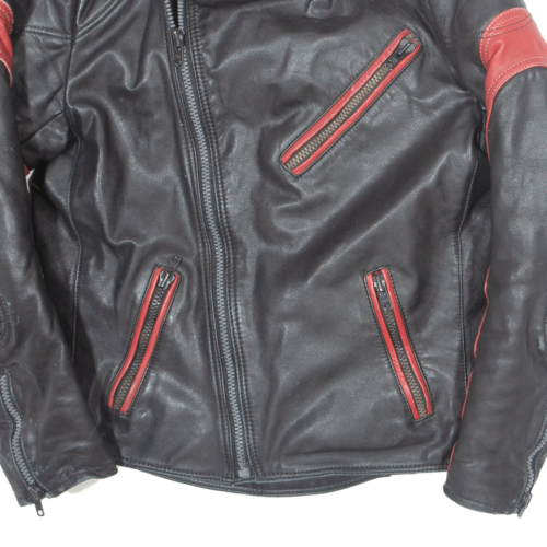 Vintage Mens Biker Jacket Black Leather 90s M - Picture 5 of 6