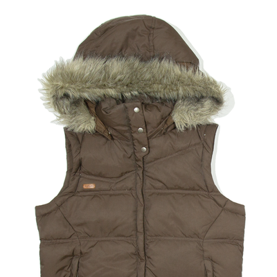 CARLO COLUCCI Womens Parka Gilet Brown Hooded S - Picture 2 of 6