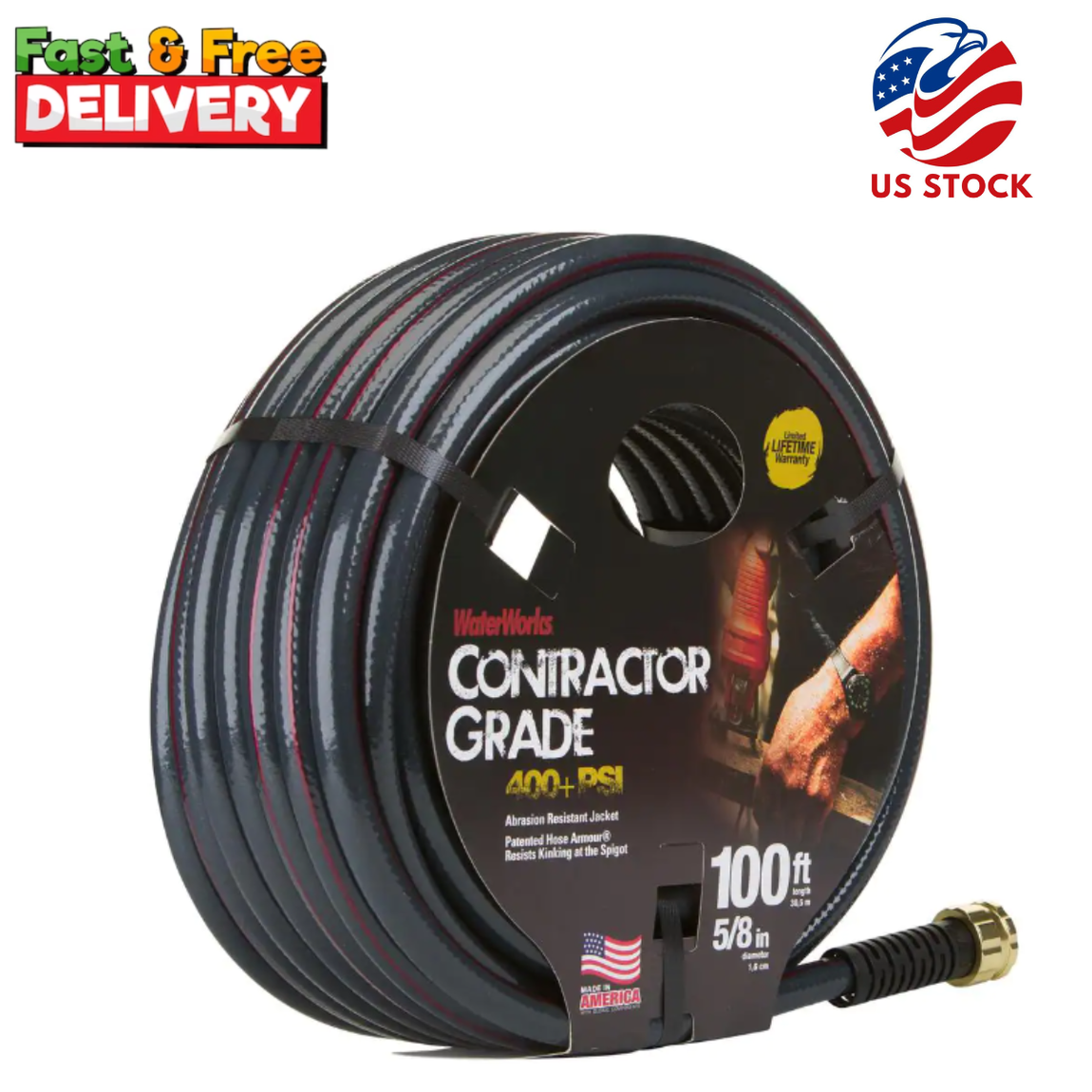 WATERWORKS 5/8 in. x 100 ft. Heavy Duty Contractor Water Hose