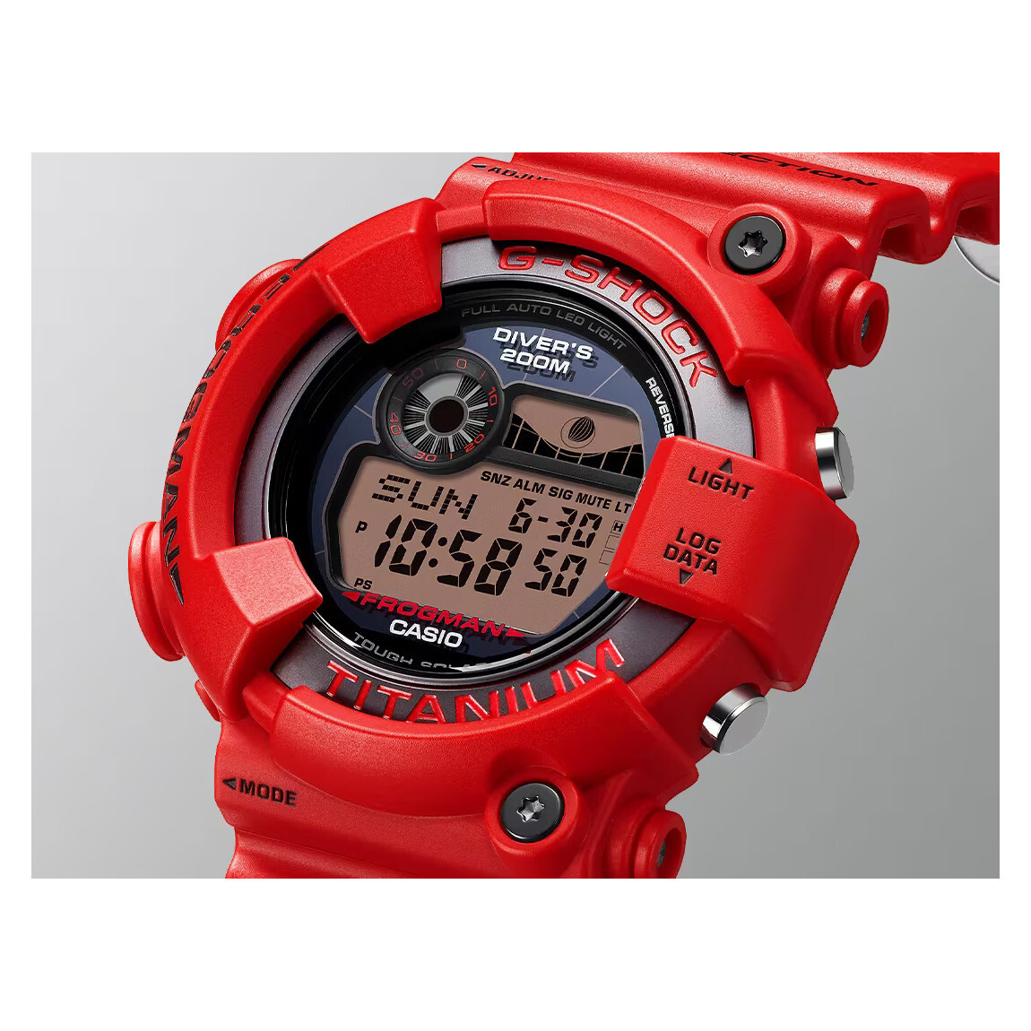 Pre-owned Casio G-shock Frogman Digital Titanium 30 Anniversary 8200 Red Watch Gw8230nt-4