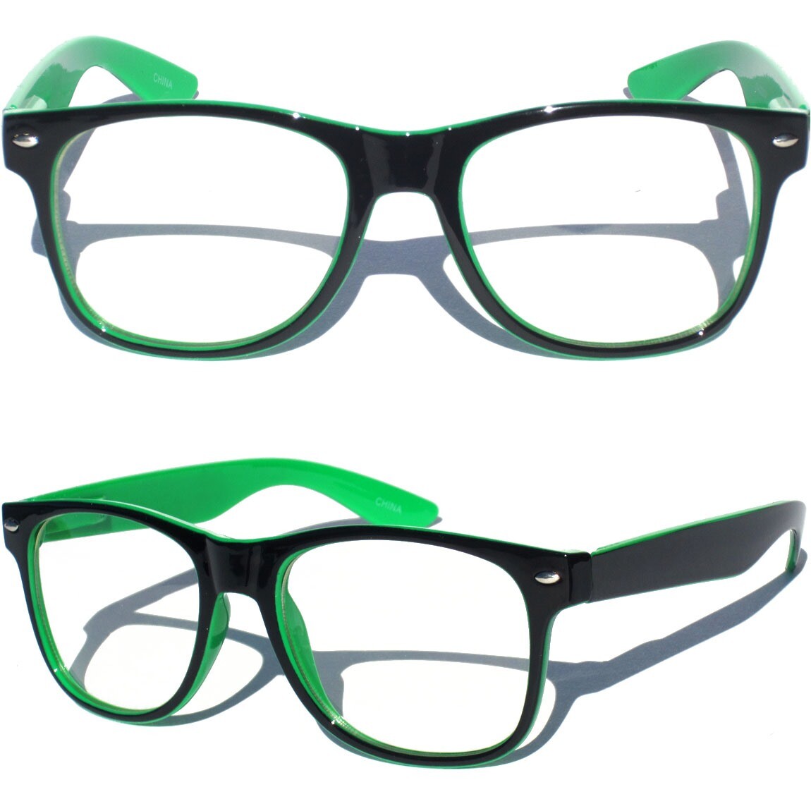 Green Clear Lens Glasses